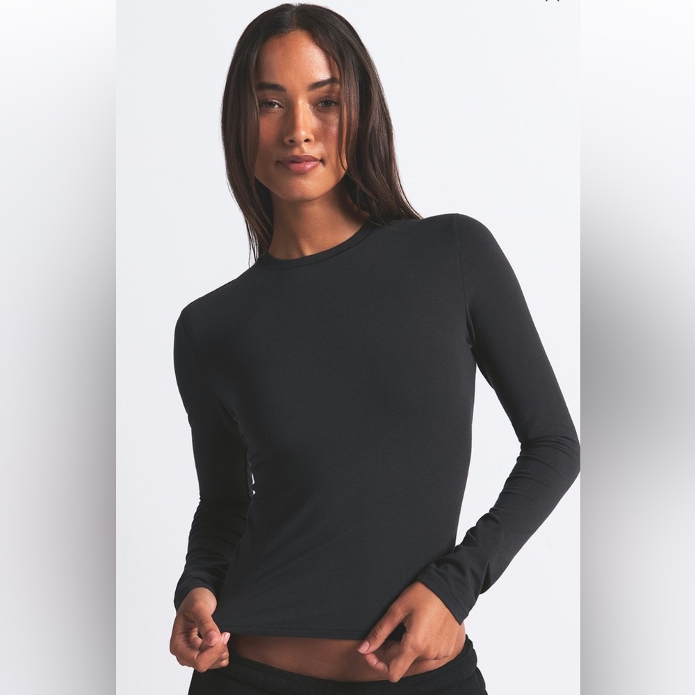 Skims cotton jersey long sleeve T-shirt onyx